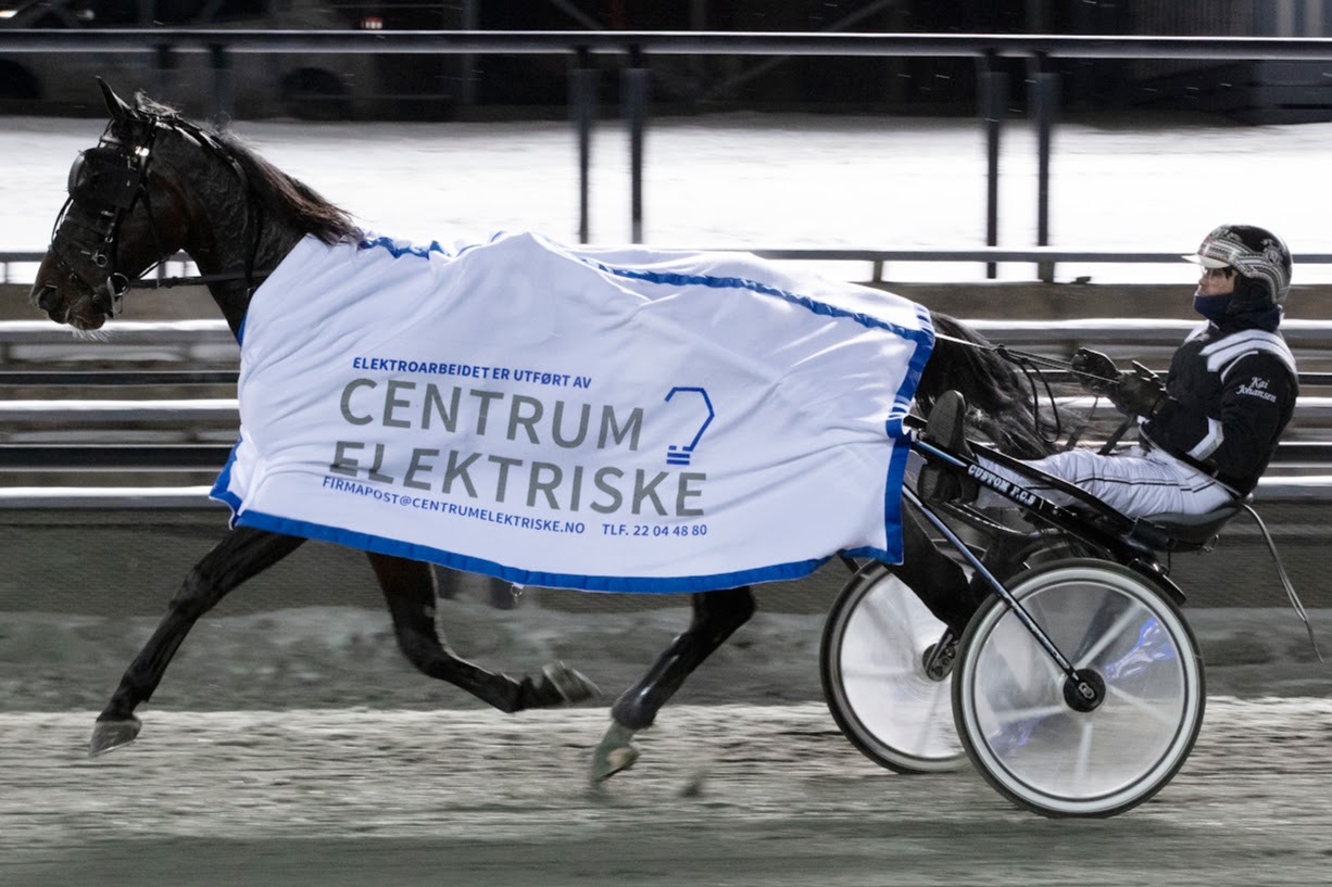 Victorious Bonanza vant den siste Grunndivisjons-kvalifiseringen på Bjerke tirsdag. Kusk Kai Johansen har tidligere også sikret stallhesten Squanto plass i grunndivisjonsfinalen. Foto: hesteguiden.com